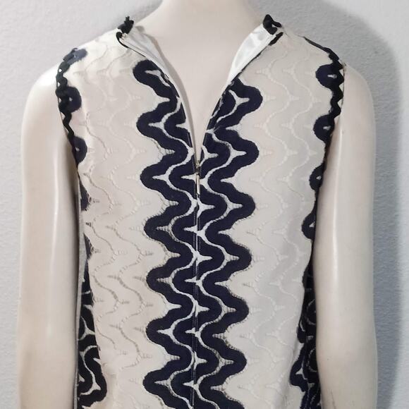Kate Spade Shift Dress Sleeveless Lined S XS Black Blue White Lace Retro Ric Rac - Picture 4 of 7